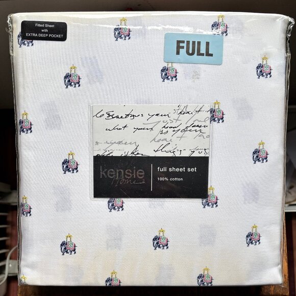KENSIE Full Size Cotton ELEPHANTS Sheet Set - India Elephant Pattern - Picture 3 of 5